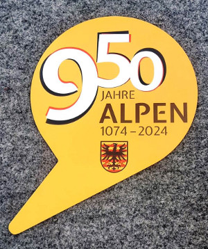 Schild 950 Jahre Alpen