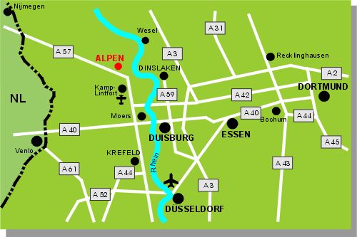 Karte des Autobahnnetzes zwischen Alpen und Dortmund