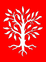 Flagge von Herentals -Weißer Baum auf rotem Hintergrund