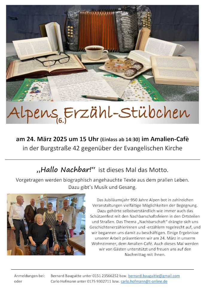 Plakat Alpens 6. Erzähl-Stübchen