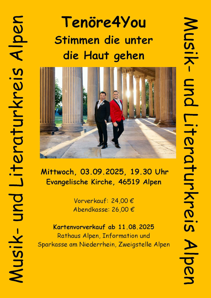Plakat Tenöre4You - Stimmen die unter die Haut gehen