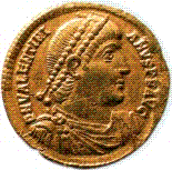 Römische Münze mit Portrait Kaisers Valentinianus I